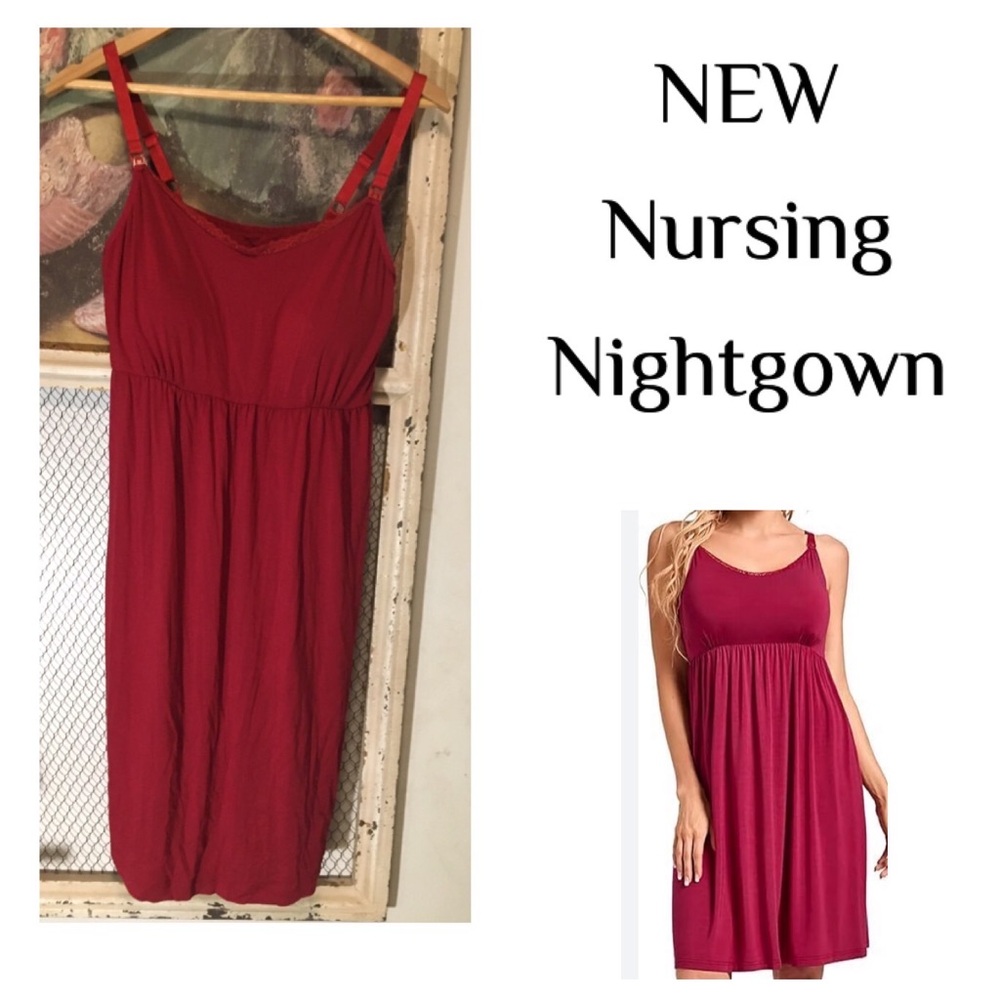 New Burgundy Nursing Nightgown - Medium